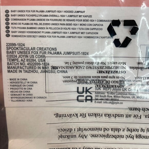 Spooktacular Creations Fox Costume Unisex Baby Size 18-24 Months Hooded NEW - Picture 3 of 10